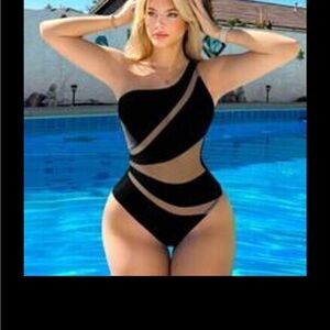 Black Mesh One-Piece Swimsuit